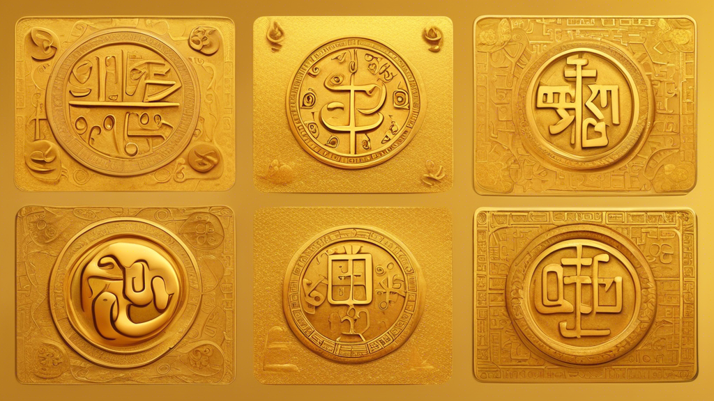 DALL-E prompt: Depict images of lucky numbers on a golden background with enigmatic symbols and ancient scripts, inspired by the DALL-E prompt Dự đoán XSMB